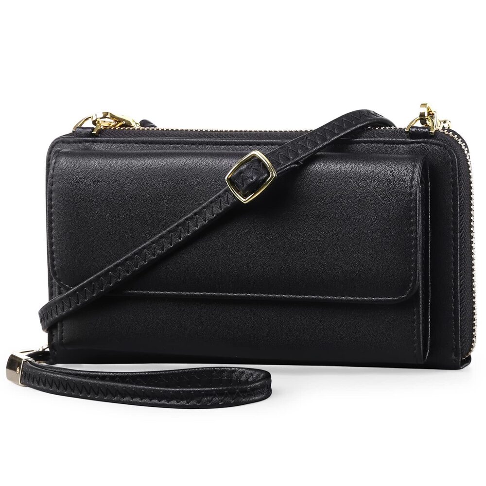 2960 RFID Wallet Purse Wristlet PU Leather Crossbody Clutch with 2 Straps